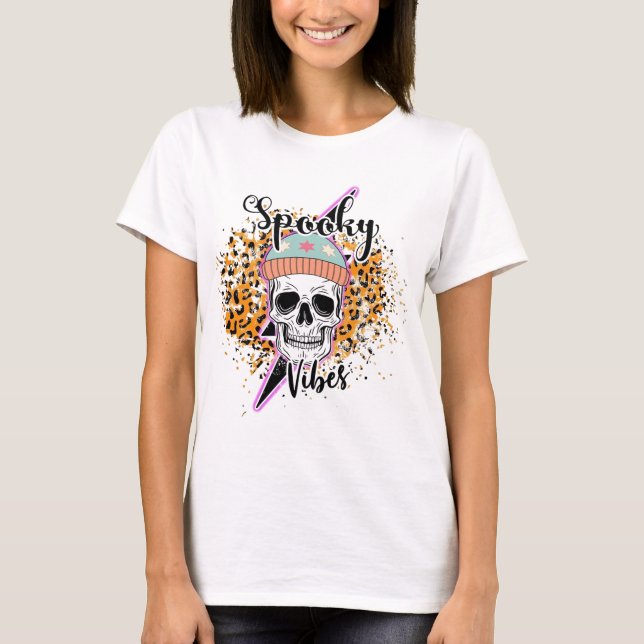 T-shirt Vibrations effrayantes léopard Halloween  (Devant)