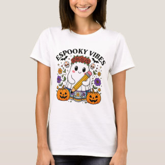 T-shirt Vibrations Espooky Halloween Professeur Fantôme Cr