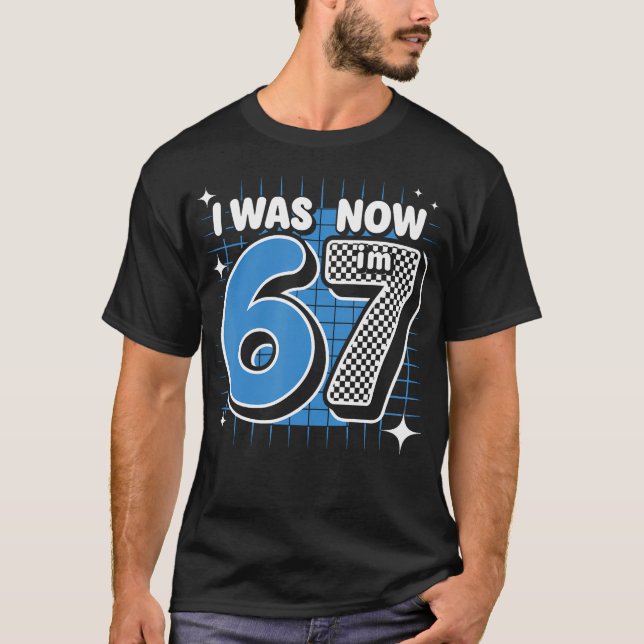 T-shirt Vichy Bleu J'avais 6 ans Maintenant J'ai 7 Ans Gar (Devant)