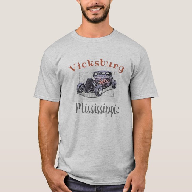 T-shirt "Vicksburg Mississippi" Vintage Hotrod (Devant)