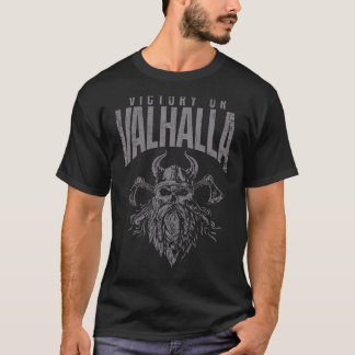 T-shirt Victoire Ou Valhalla Viking Guerrier Crâne Ax
