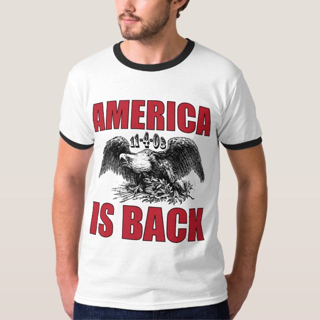 T-shirt Victoires d'Obama - l'Amérique est de retour (Devant)