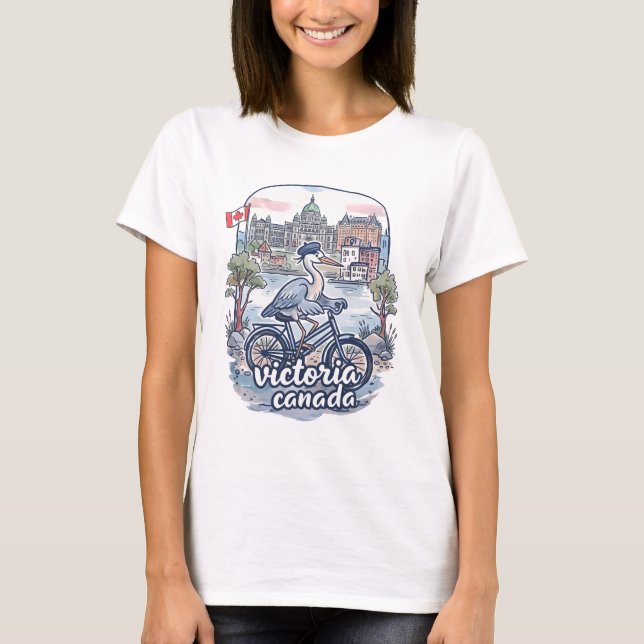 T-shirt Victoria Canada Cyclisme Héron Mignon (Devant)