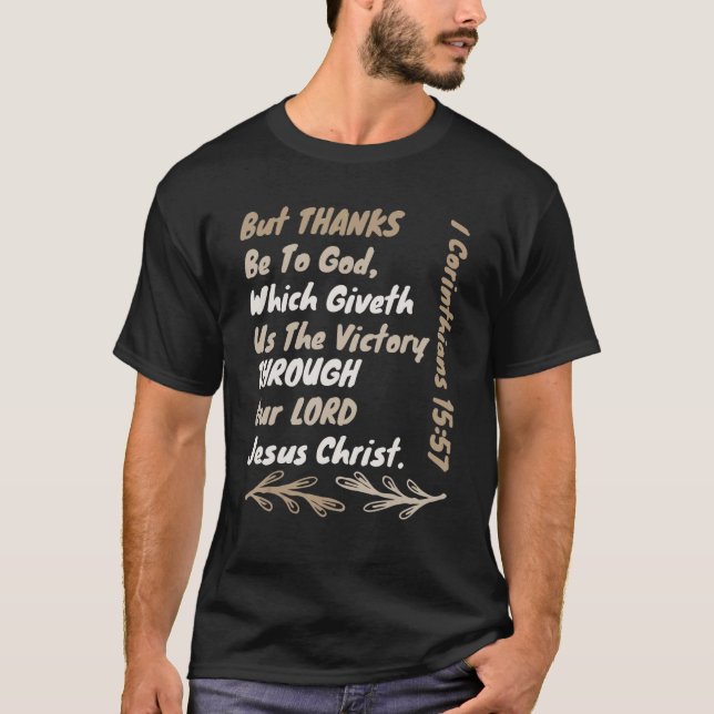 T-shirt Victory Through Jesus Christ  Kjv Bible Verse Chri (Devant)