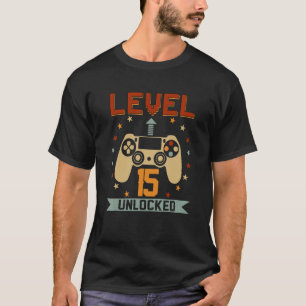 T-shirt Vidéo d'anniversaire de 15 ans Niveau 15 déverroui