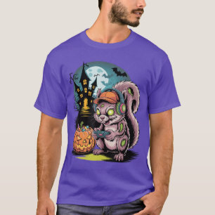 T-shirt Vidéo du château hanté du joueur d'écureuil zombie