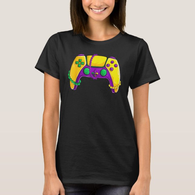 T-shirt Video Game Beads Kids Mardi Gras Shirts, Gamer Boy (Devant)