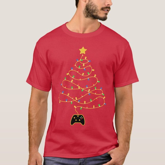 T-shirt Video Game Christmasree Lights Gaming Controller f (Devant)