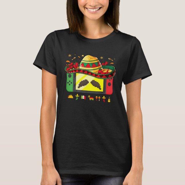 T-shirt Video Game Cinco De Mayo Gamer Let s Fiesta Mexica (Devant)