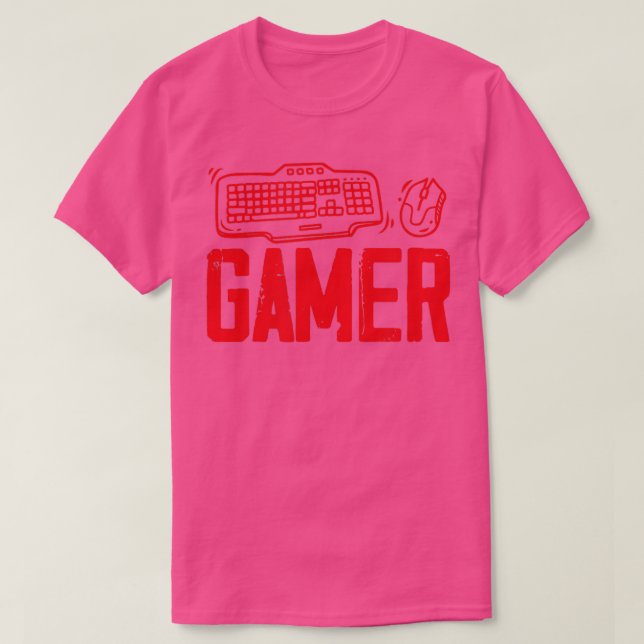 T-shirt Video Game Computer PC Online Gaming Keyboard  (Design devant)