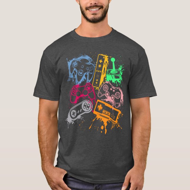 T-shirt Video Game Console Controllers Retro 80s 90s Arcad (Devant)