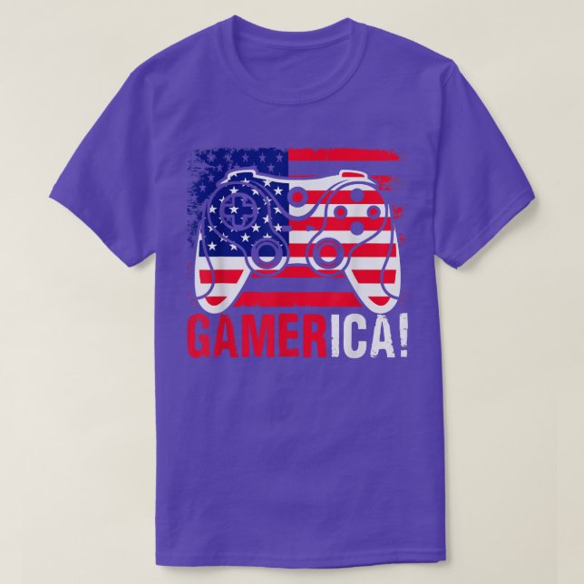 T-shirt Video Game Controller Funny Gameric American Flag  (Design devant)