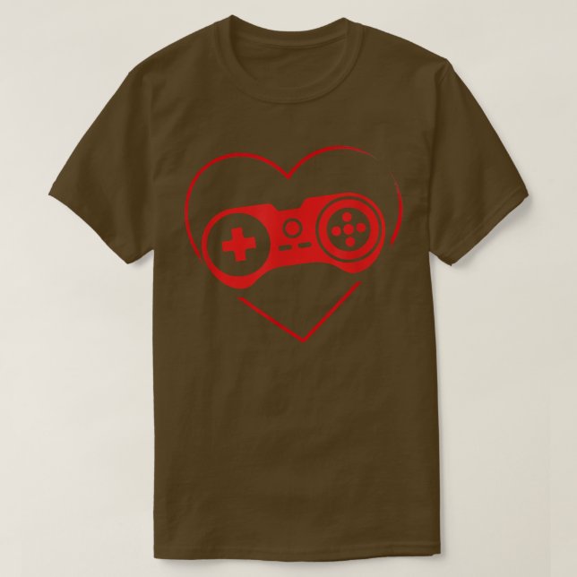 T-shirt Video Game Controller Heartbeat Valentine's Gamer  (Design devant)