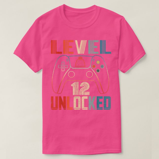 T-shirt Video Game Controller Unlocked Level 12 Birthday B (Design devant)
