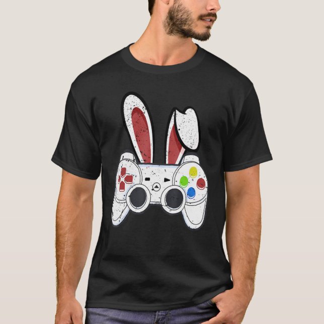 T-shirt Video Game Easter Bunny Gaming Controller Gamer Ha (Devant)