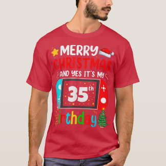 T-shirt Video Game Lover Merry Christmas Yes It's My 35th 