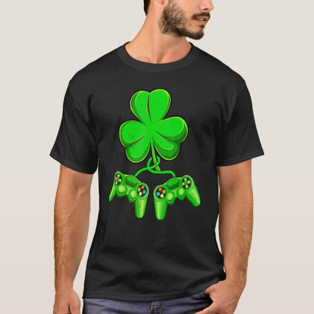 T-shirt Video Game Shamrock Game Controller Happy St Patri (Devant)