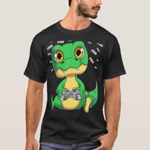 T-shirt Vidéo Gamer Dinosaur Jeux Rex Pew Gamer Enfants