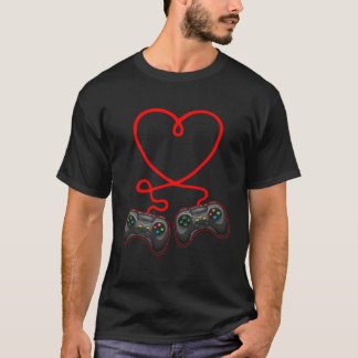 T-shirt Video Gamer Heart Controllers Valentines Day Boys 