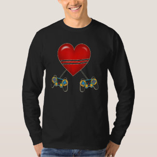 T-shirt Video Gamer Heart Controllers Valentines Day Love 
