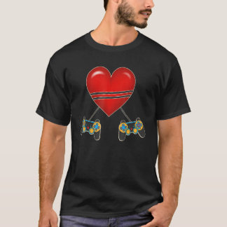 T-shirt Video Gamer Heart Controllers Valentines Day Love 