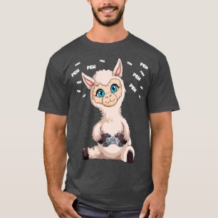 T-shirt Vidéo Gamer Llama Jeu Llama Pew Gamer