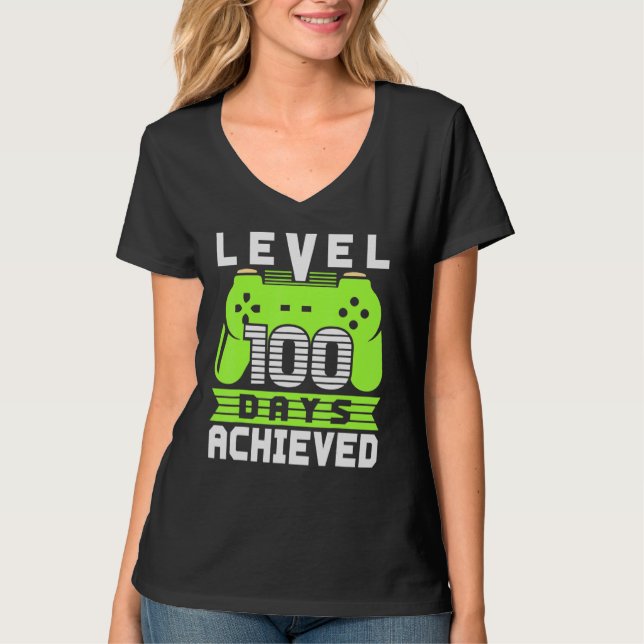 T-shirt Video Gamer Student 100th Day Teacher 100 Days Of  (Devant)
