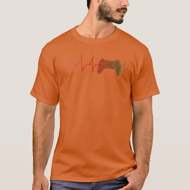 T-shirt Video Games Gamer Gift Idea Heartbeat Controller G (Devant)