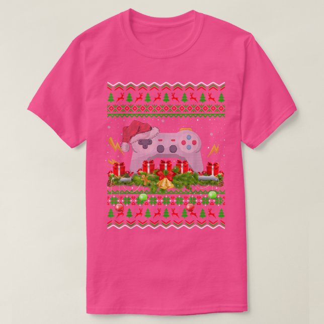 T-shirt Vidéo Jeu de Noël Éclairage Drôle Laid Jeu Vidéo C (Design devant)