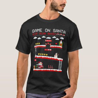 T-shirt Vidéo Jeu de Noël Éclairage Père Noël Jouer jeu vi