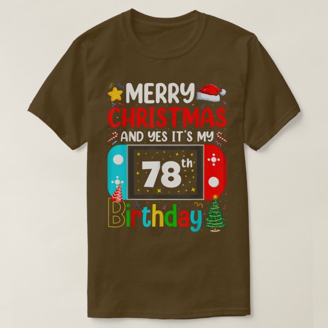 T-shirt Vidéo Joyeux Noël à l'amateur Oui C'est mon 78e  (Design devant)
