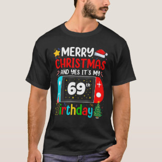 T-shirt Vidéo Joyeux Noël au joueur Oui C'est mon 69e