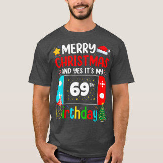 T-shirt Vidéo Joyeux Noël de l'amateur Oui C'est mon 69e 