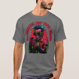 T-shirt Vidéogames rouges pourrir votre cerveau zombie
