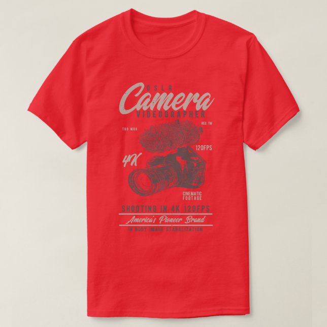 T-shirt Vidéographe de l'appareil photo reflex (Design devant)