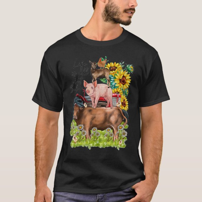 T-shirt Vie À propos de Balance Animaux Vache Cochon Chèvr (Devant)