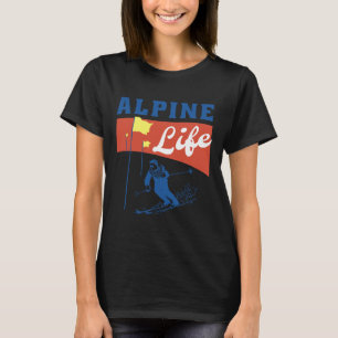 T-shirt Vie Alpine - Graphique De Ski Rétro Pour Le Sport