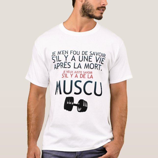 T-shirt vie_apres_mort_humour_musculation_savoir_citation_ (Devant)