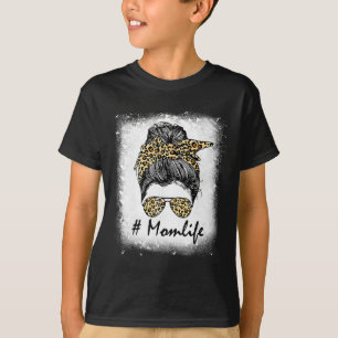 T-shirt Vie Bleached Maman Vie Leopard Messager Bun Femmes