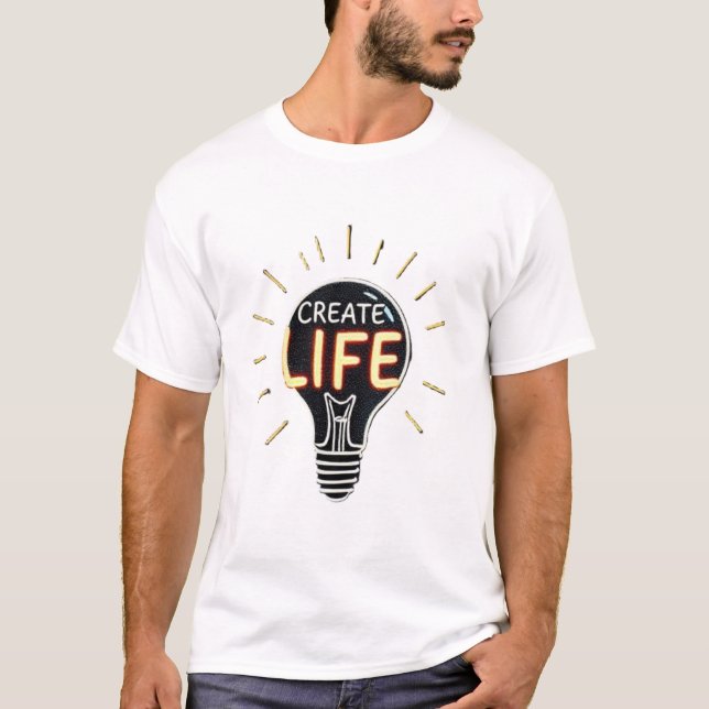 T-shirt Vie - Conception d'ampoules lumineuses inspirantes (Devant)
