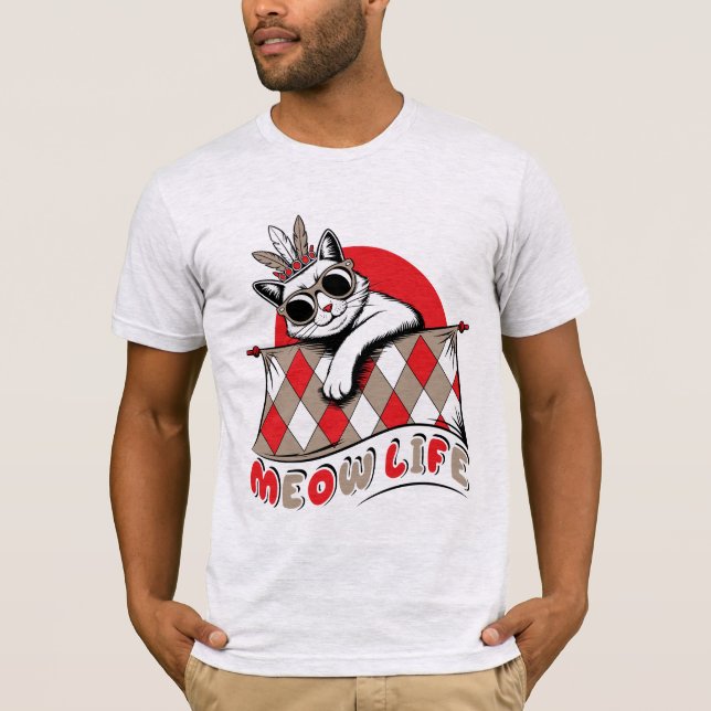 T-shirt Vie de chat drôle chat cool (Devant)