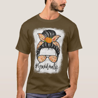 T-shirt Vie de grand-mère Messy Bun Automne automne Bleach