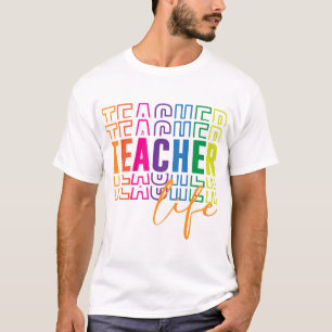 T-shirt Vie de l'enseignant coloré Conception arc-en-ciel