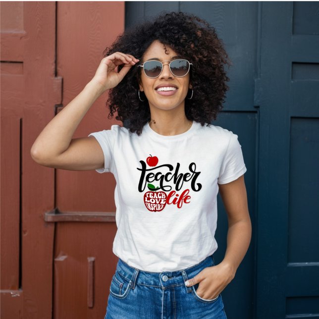 T-shirt Vie de l'enseignant, Enseigner, Amour, Inspiré, Po (Créateur téléchargé)