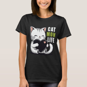 T-shirt Vie de Maman de Chat - Joli Chat Blanc Kawaii Tena