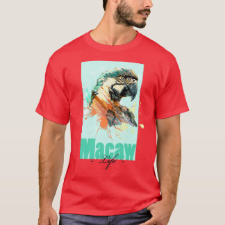 T-shirt Vie de perroquet de Macaw Aquarell