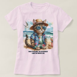 T-shirt Vie de plage parfaite pour les amoureux des chats 