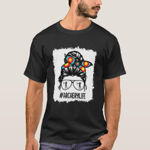 T-shirt Vie de tir à l'arc Messy Bun Lunettes de cheveux