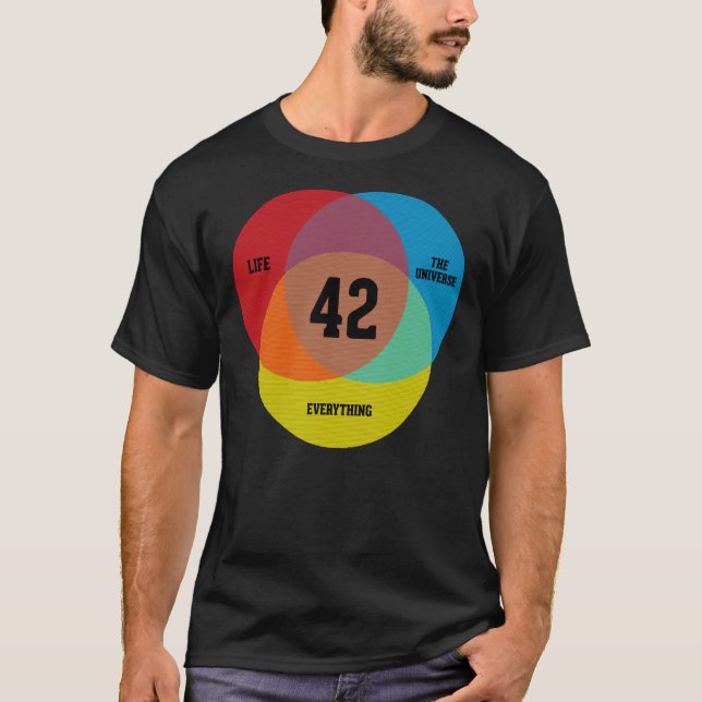 T-shirt Vie du Diagramme de Venn, l'Univers &amp; Tout E (Devant)