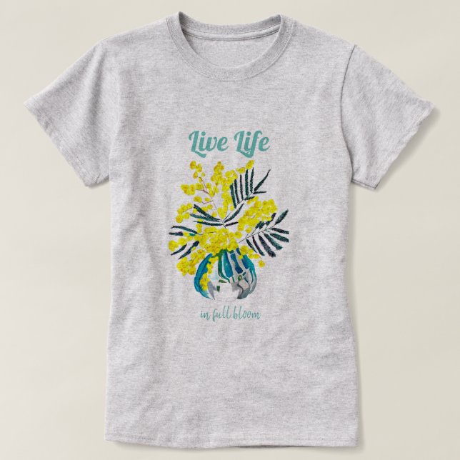T-shirt Vie en fleurs entières fleurs de boucherie jaune c (Design devant)